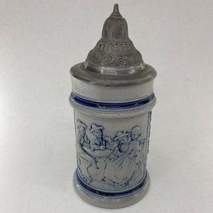 Vintage Reinhold Hanke German Beer Stein .5L Flirting Scene 1247A Pewter Lid